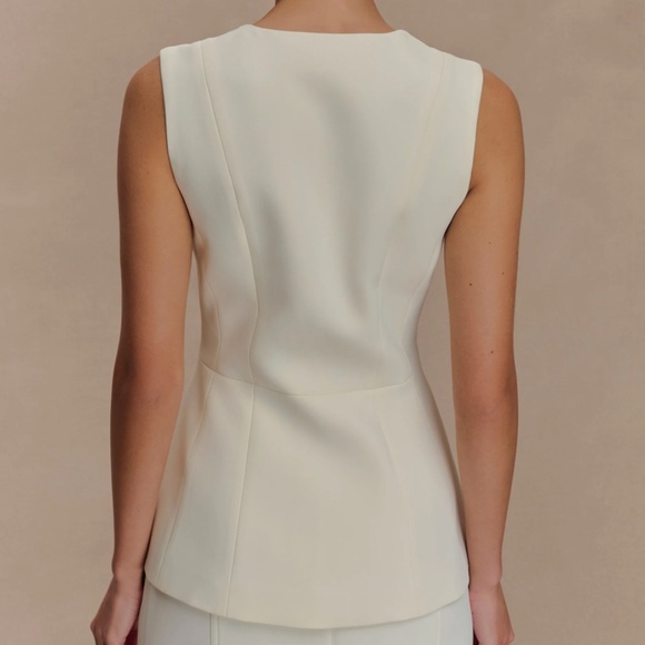 Suiting Vest Top - Ivory - Picture 2 of 2